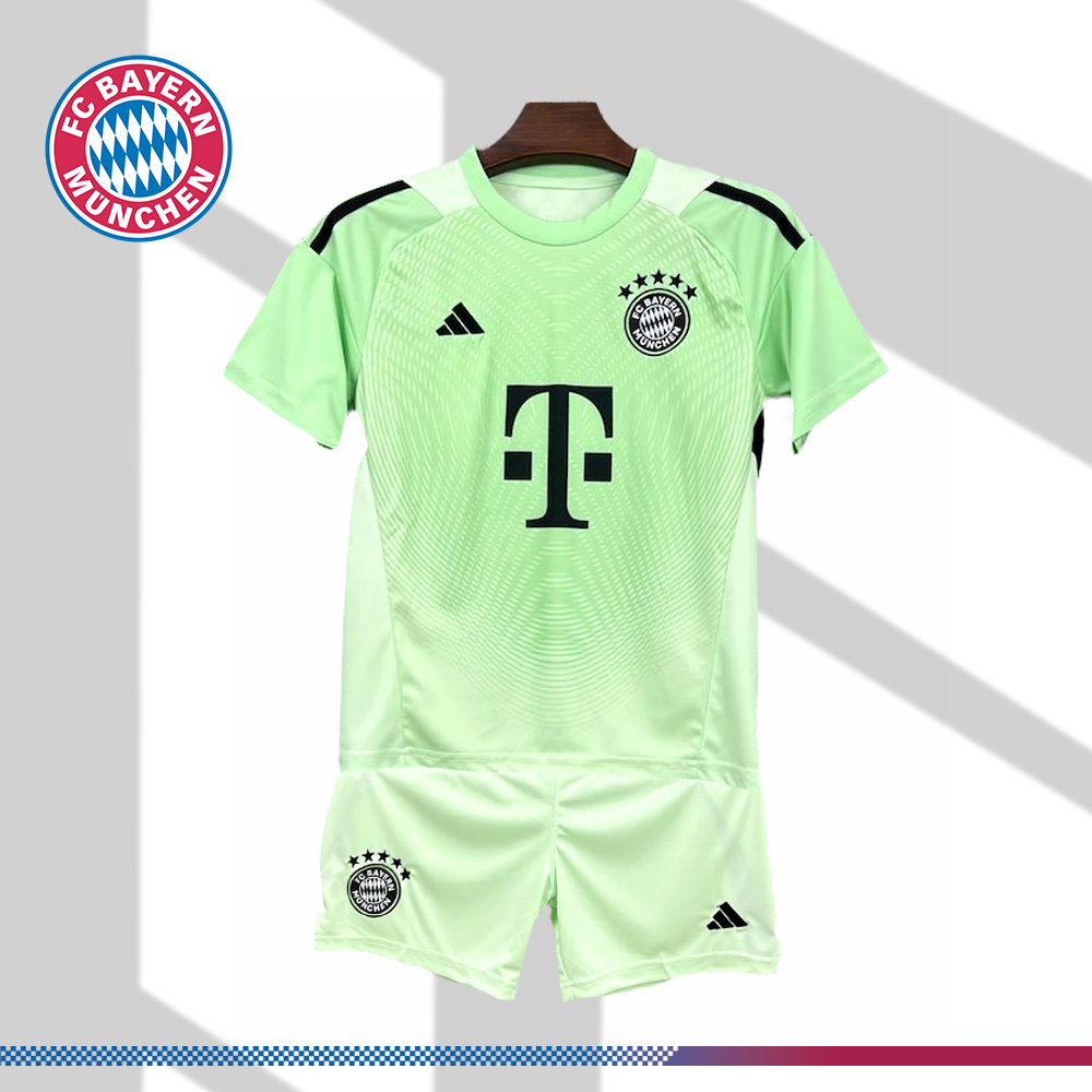 2025/2026 Bayern Munich Goalkeeper Green Kit for Kids (Kids Kit socks)