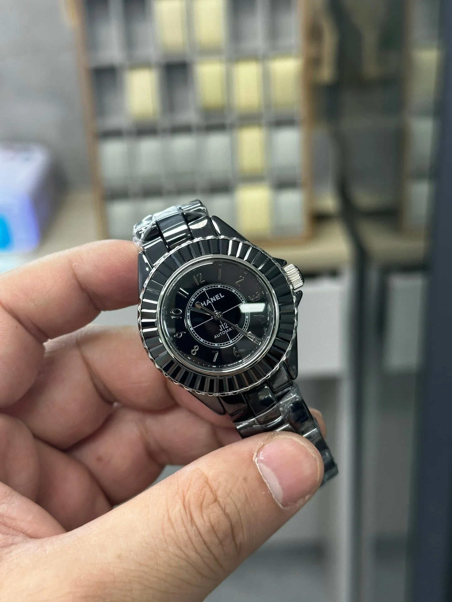 Chanel Watch J12 33MM DIAMOND BEZEN BLACK CERAMIC STEEL