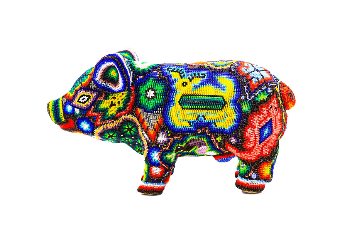 Cerdo - Obra de Arte Huichol