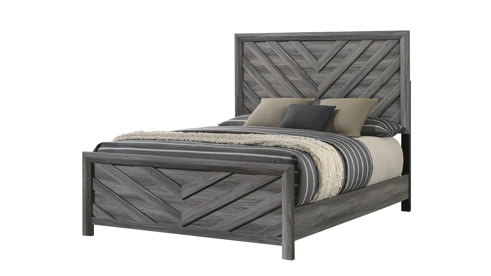 Denver Modern Style 4PC Full Size Bedroom Set Made With Wood in Gray Colour