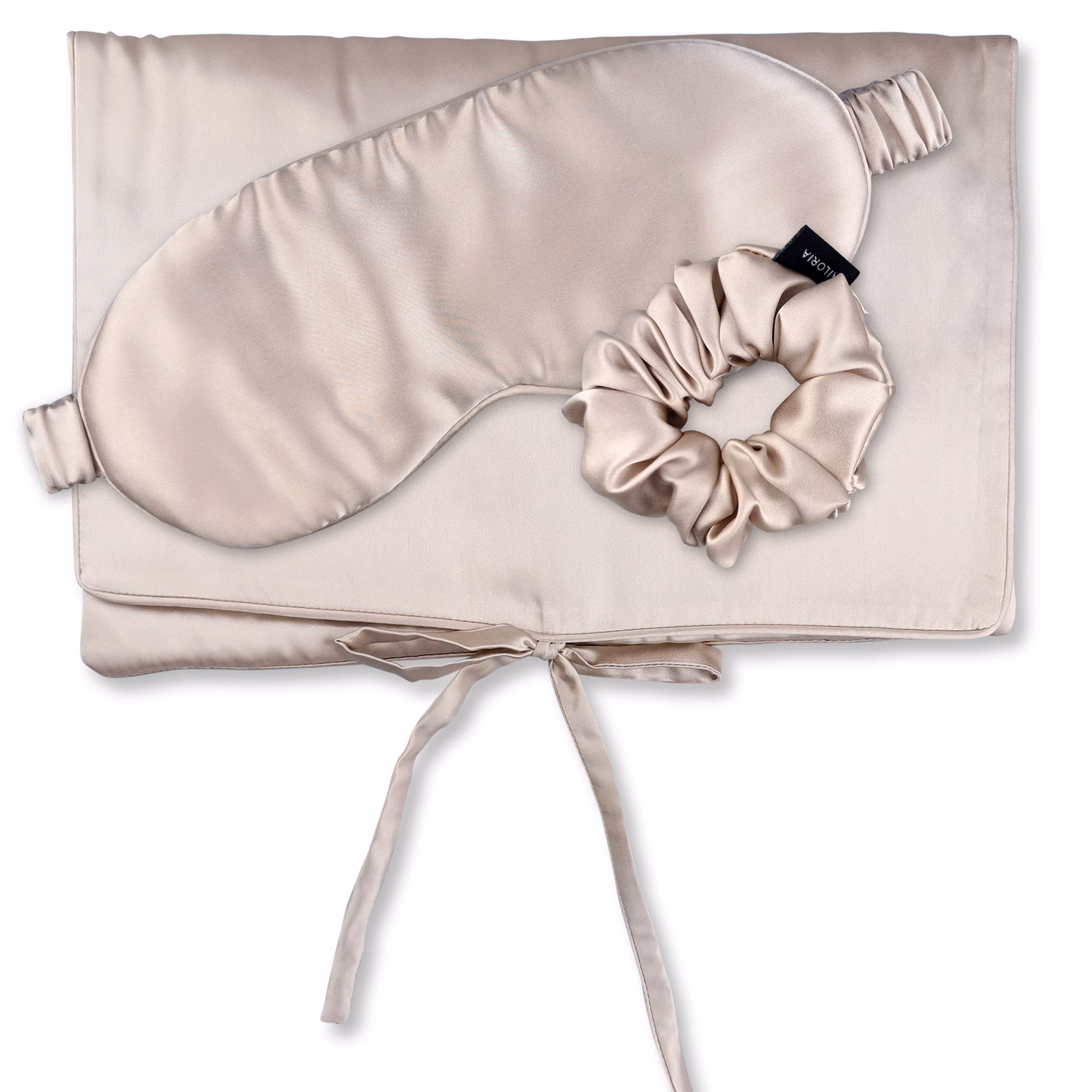 TRAVEL SET BEAUTY M Tasche, Schlafmaske & Scrunchie M aus Seide