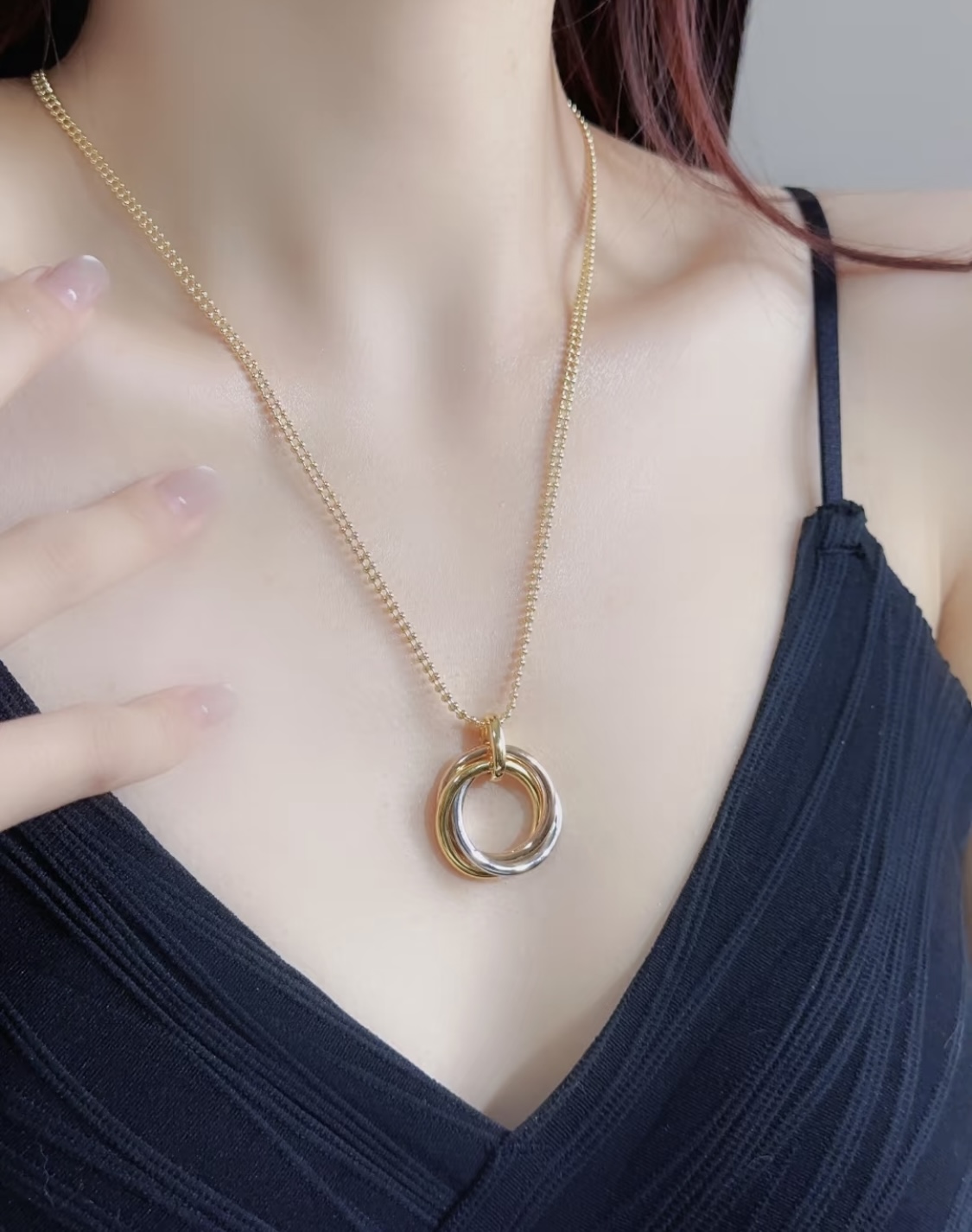 Cartier Jewelry Three Ring Necklace