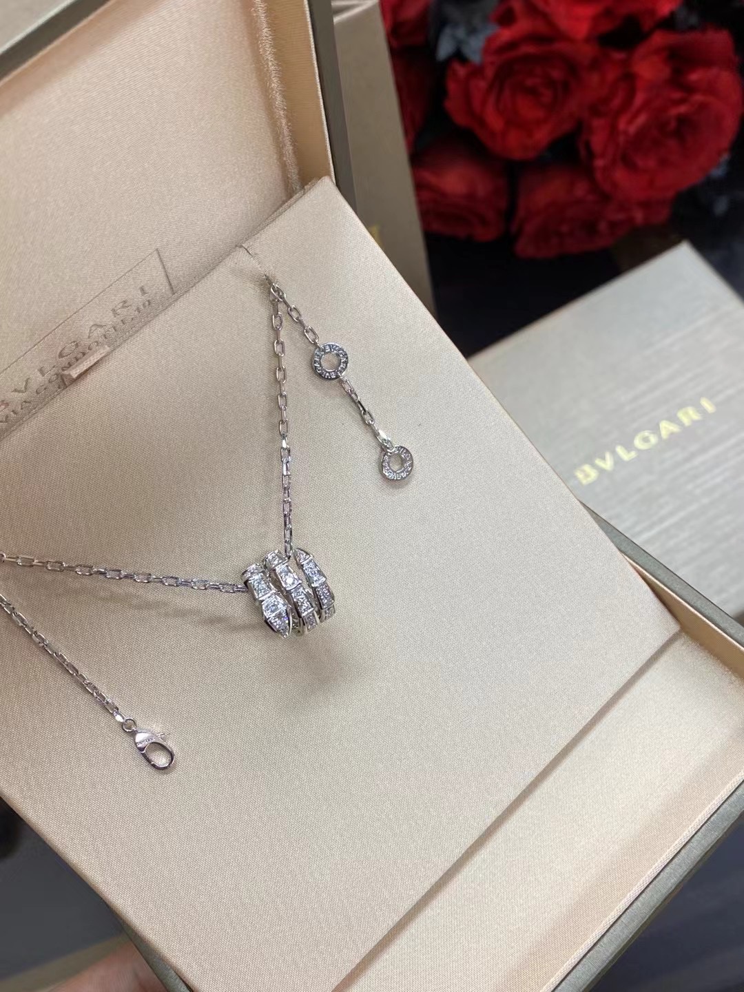 Bvlgari B.zero1 Crystal Three-Band Pendant Necklace
