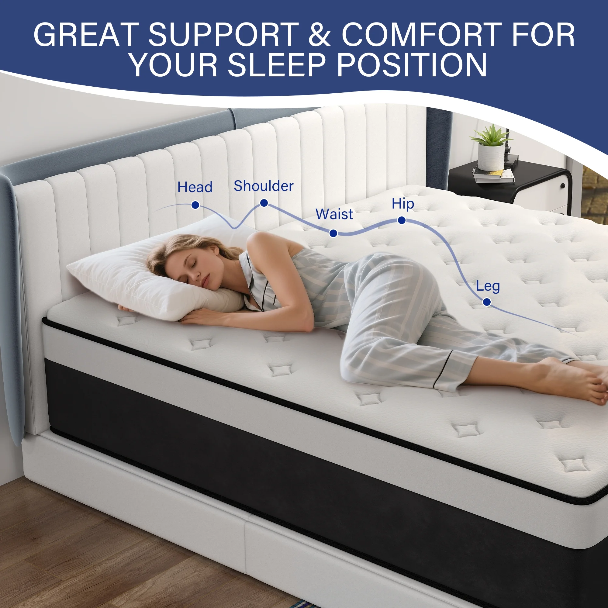 Mulinature 12 inch Full Mattress in a Box, Gel Memory Foam and Pocket Spring Hybrid Mattress