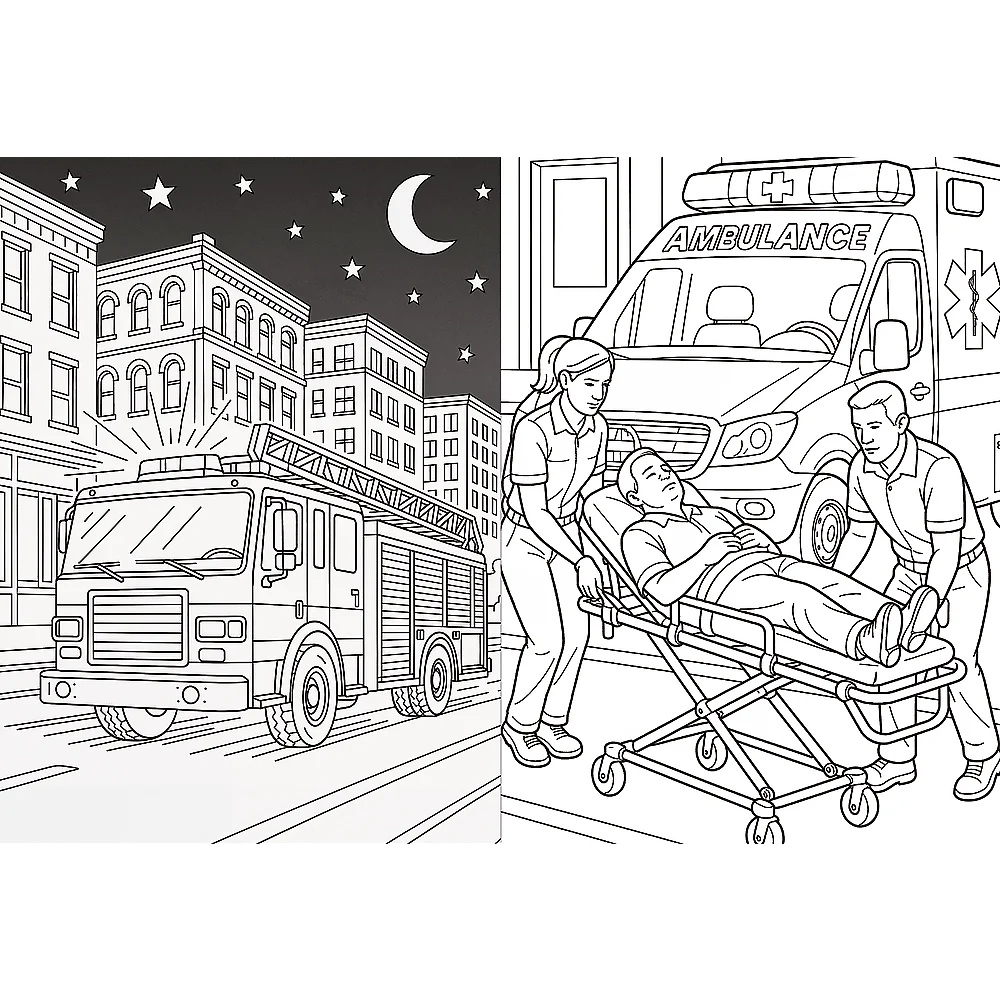 Książka Aktywizująca Pojazdy Ratunkowe, Kolorowanka