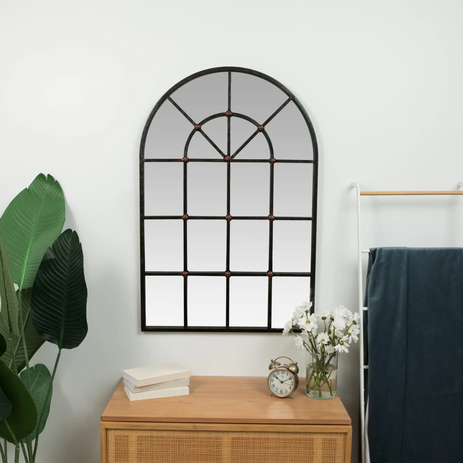 Hamilton Hills Metal Arched Window Mirror Large Wall Mirrors Decorative Piece and Arch Decor 28