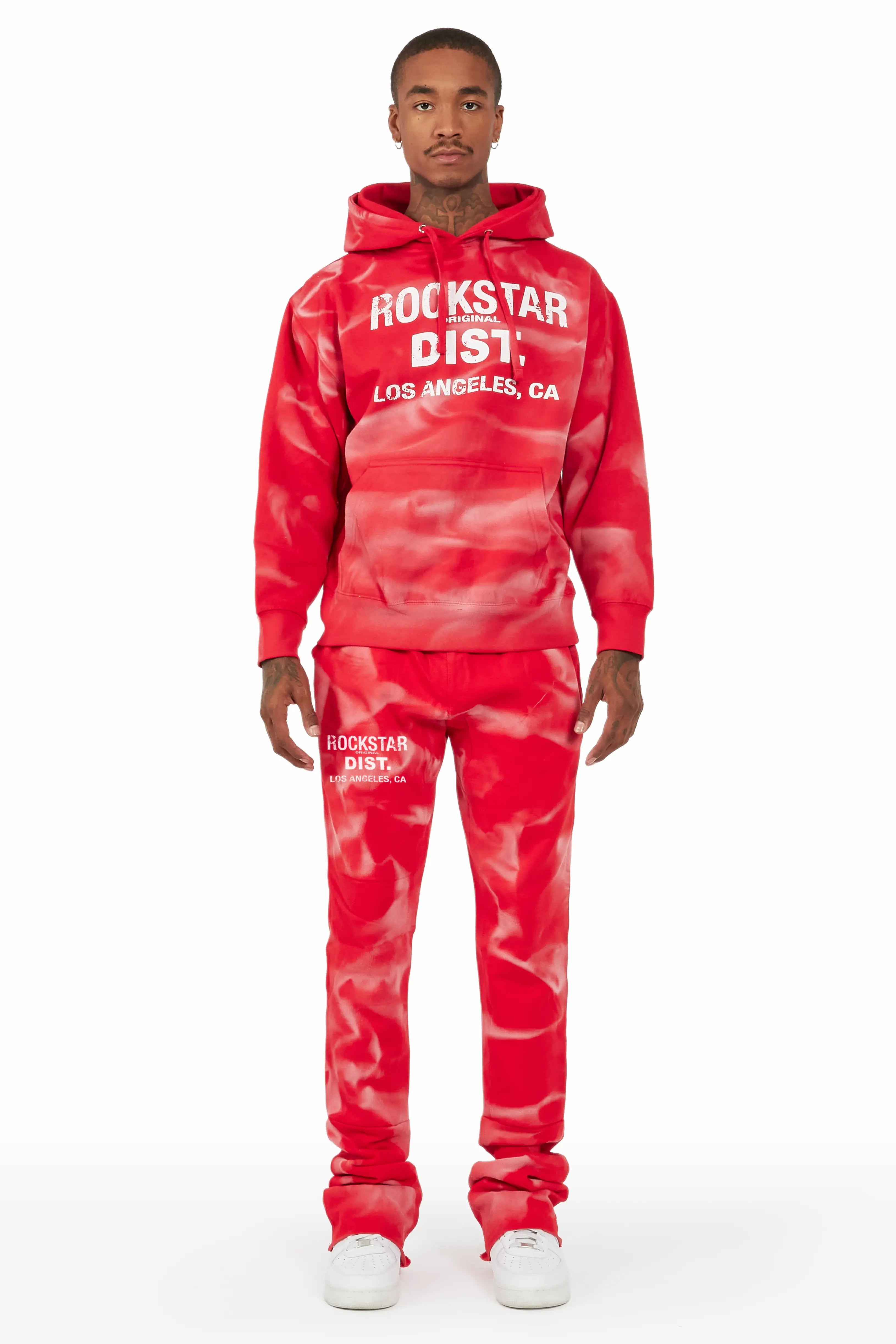 Nelly Red Hoodie/Super Stacked Flare Track Set