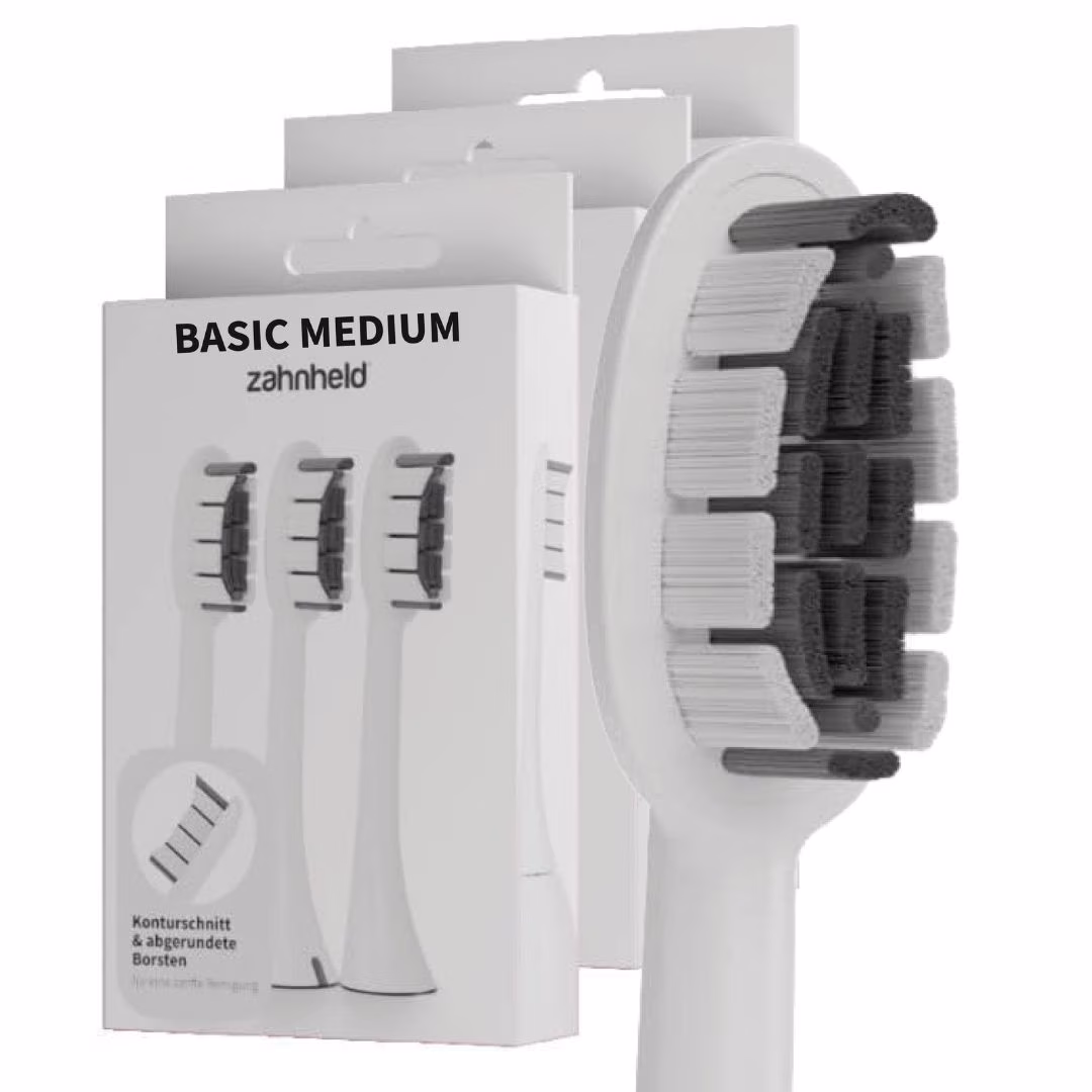 Bürstenkopf Basic Medium weiß (9 Stück) - mittelharte Wechselköpfe