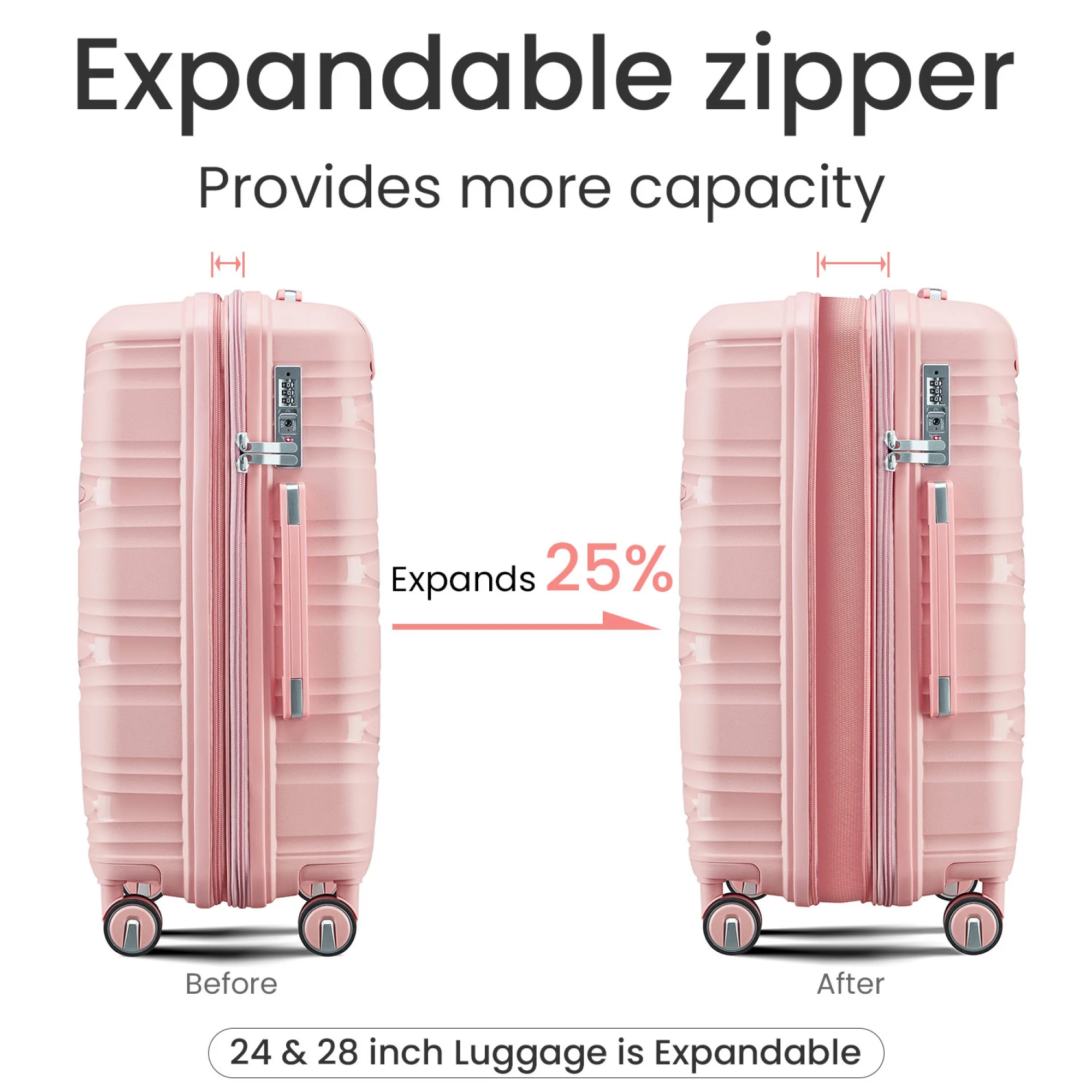 Luggage 4 Piece Sets(14/20/24/28), Hard Shell Lightweight TSA Lock Carry on Expandable Suitcase with Spinner Wheels