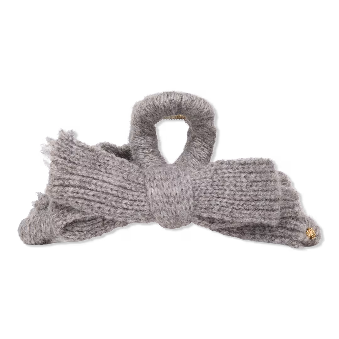 Lele Sadoughi  Heather Gray Cable Knit Bow Claw Clip