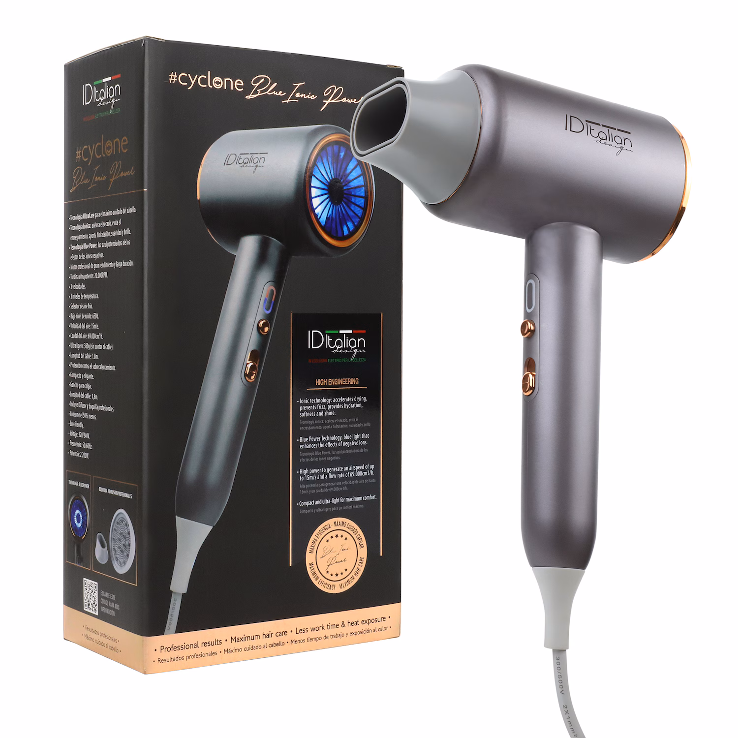 Cyclone Blue Ionic Power Hair Dryer  .
