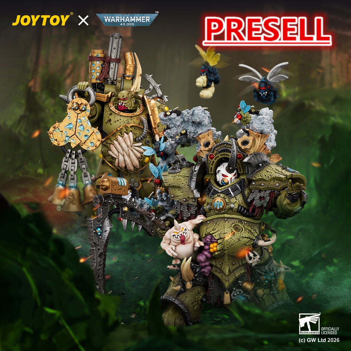 JOYTOY Warhammer 40k Death Guard Typhus Herald of the Plague God and Plague Marine 1 with Boltgun and Icon of Despair - JOYTOY WORLD