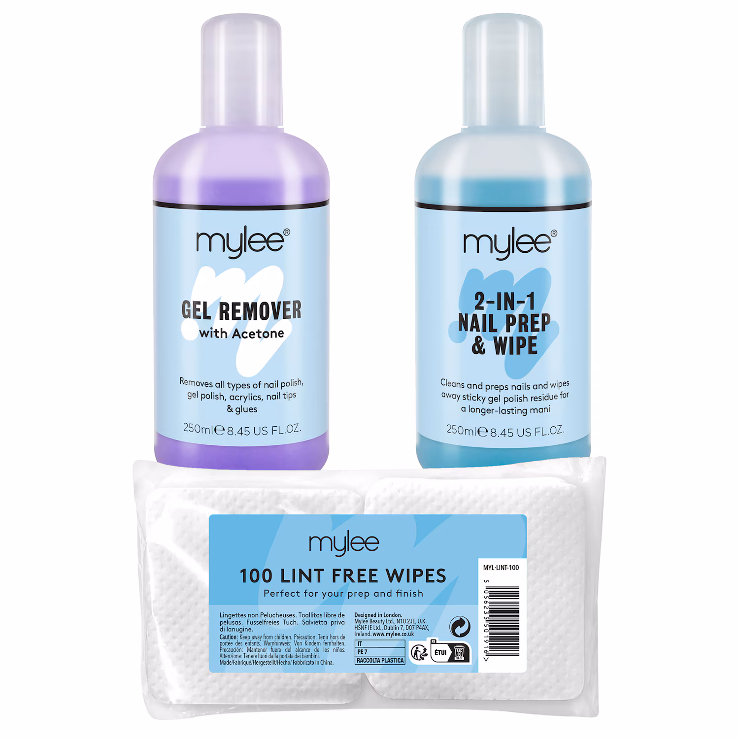 Gel Set mit Prep & Wipe, Remover und fusselfreie Pads