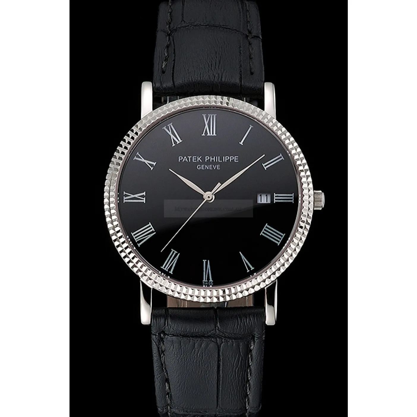 Patek Philippe Calatrava Black Dial Roman 40 mm, Stainless Steel