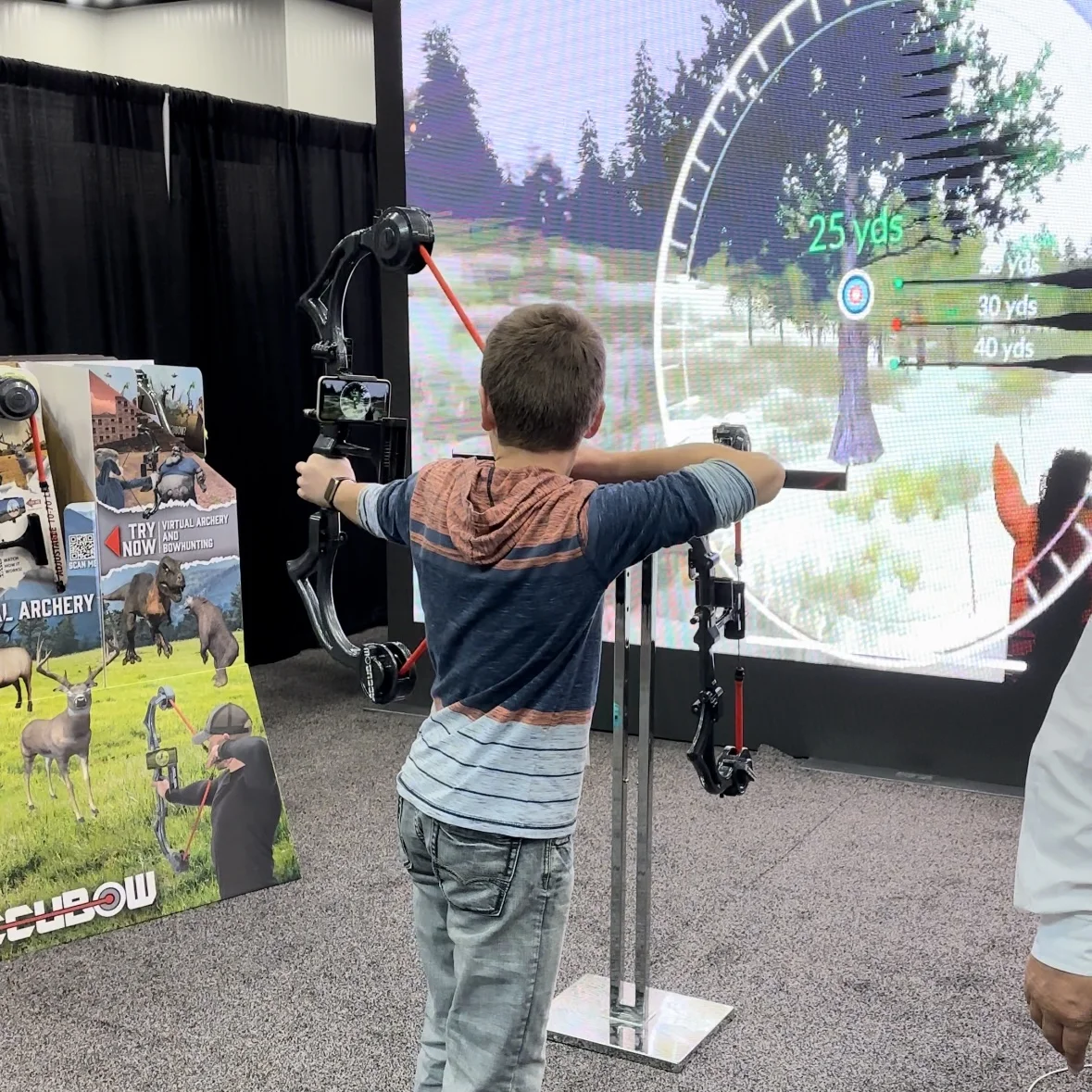 AccuBow 2.0 Carbon Fiber Virtual Archery Gaming & Shooting, 10–70lbs Adjustable Resistance, Real Bowstring & D-Loop, Phone Mount Included, Ambidextrous, Foldable Design