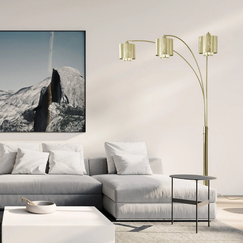 NOVA OF CALIFORNIA Marilyn 3 Light Arc Floor Lamp - Weathered Brass