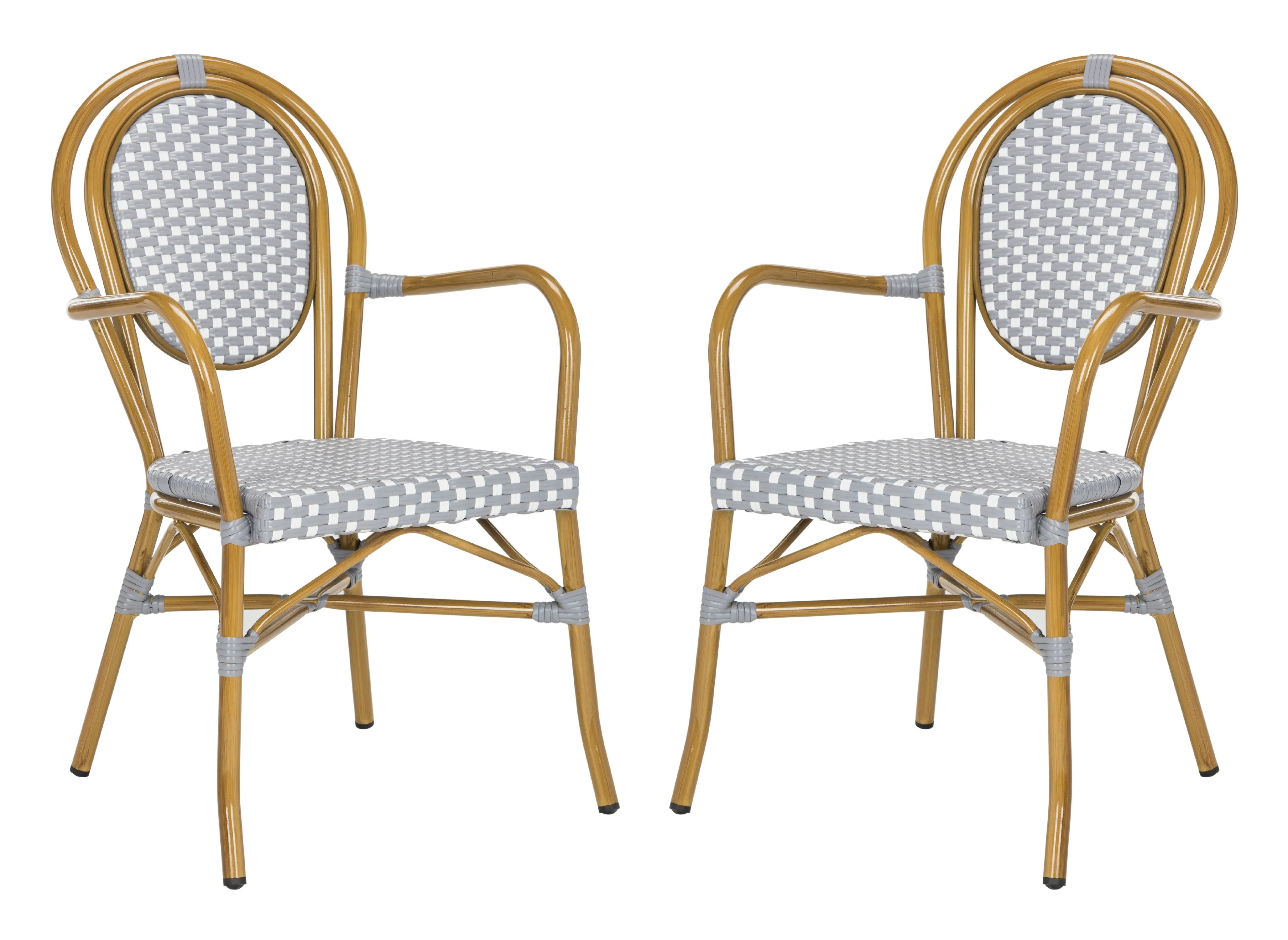 Safavieh Rosen Outdoor Patio Stacking Arm Chair, Set of 2 - Grey/White