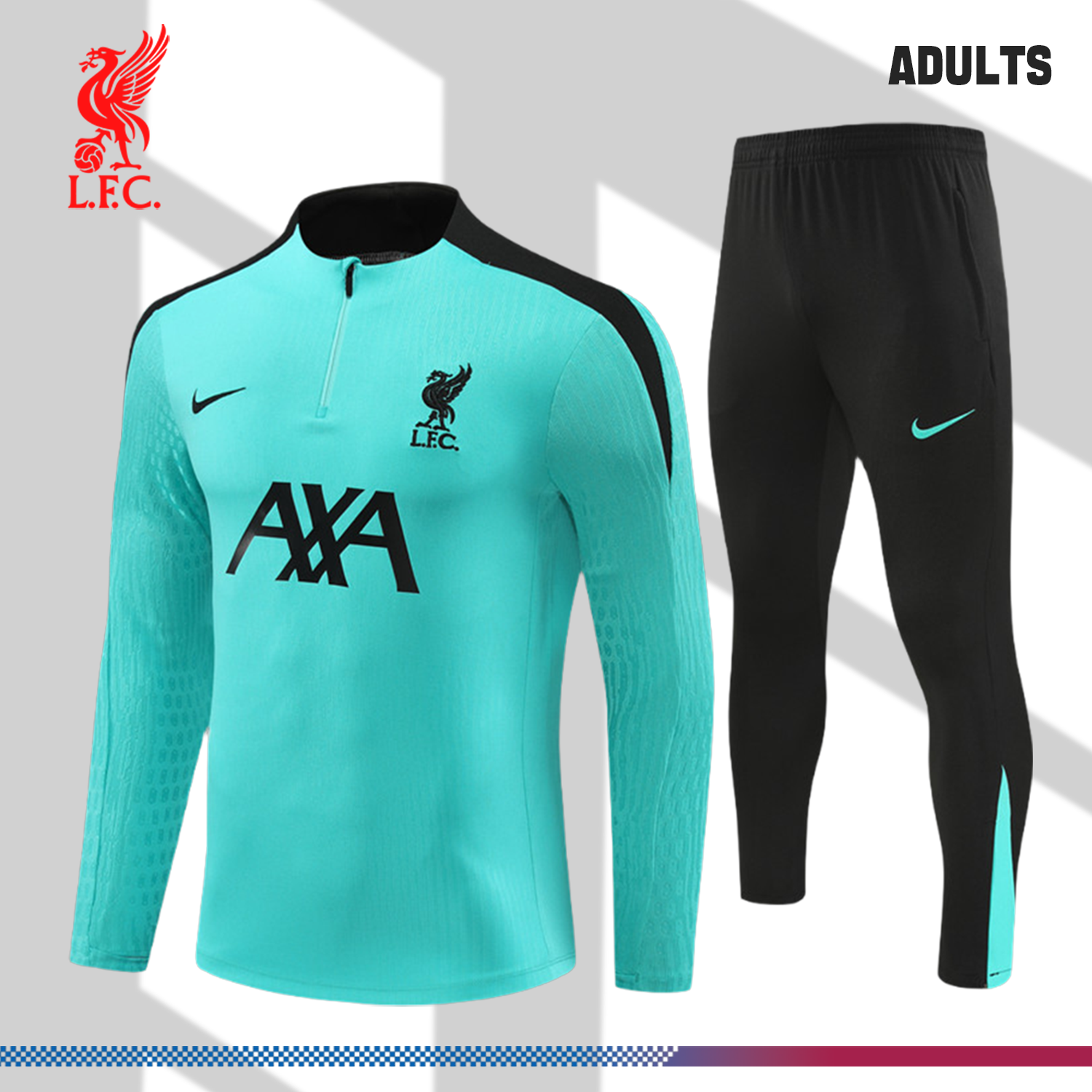 2024/2025 Liverpool Light Blue Adult Half Zip Training Suit (Adult Kit)