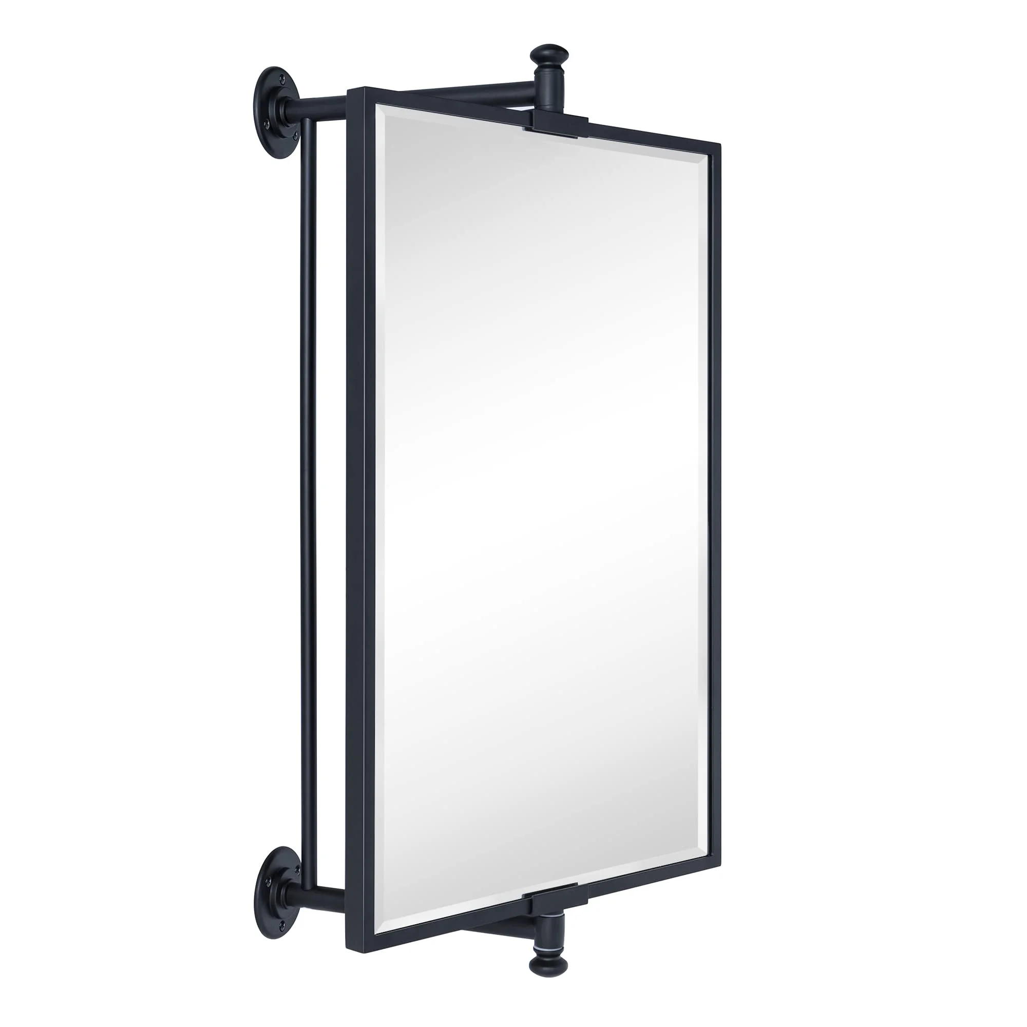 TEHOME Black Beveled Rectangle Pivot-N-View Bathroom Vanity Mirror 14x22"
