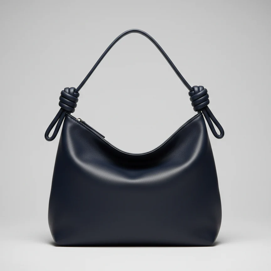 Navy Leather Knot Hobo