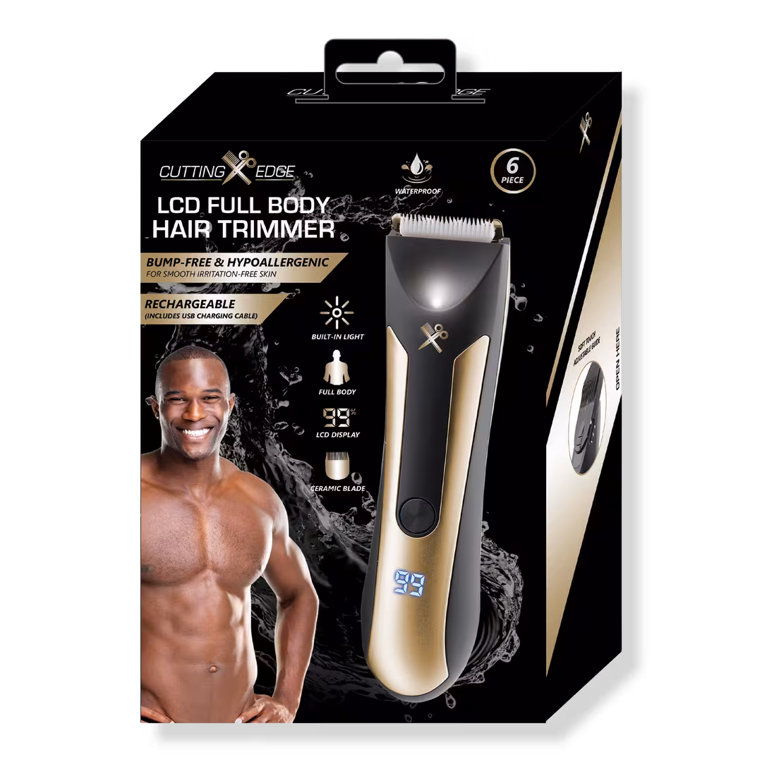 Cutting Edge  Mens Waterproof Rechargeable LCD Indicator Body Trimmer with Light