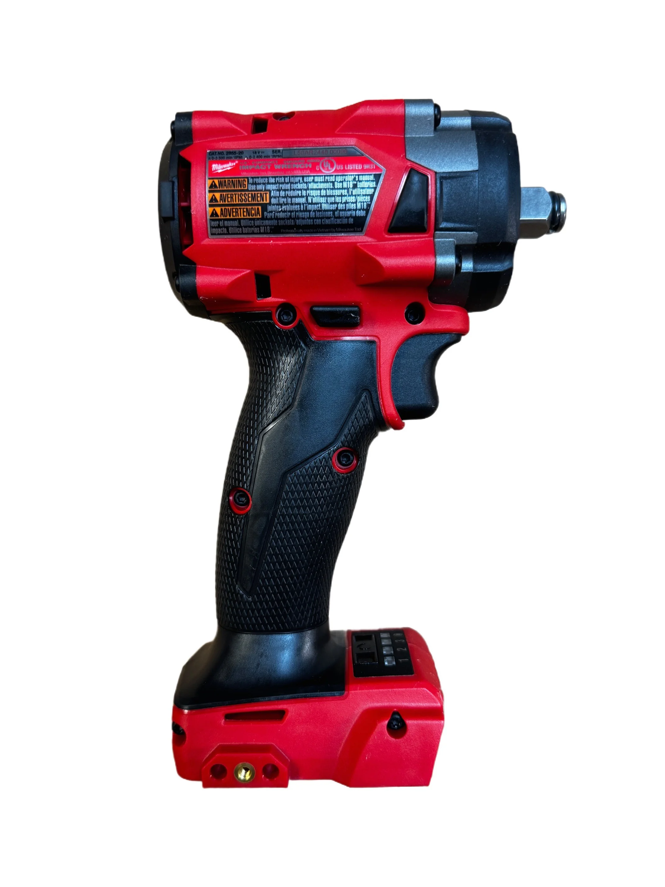 Milwaukee 2855-20 M18 FUEL 1/2" Compact Impact Wrench with Friction Ring C 250 ft-lbs Torque, 4.9" Length, Brushless Motor, 4-Mode DRIVE CONTROL (Bare Tool)