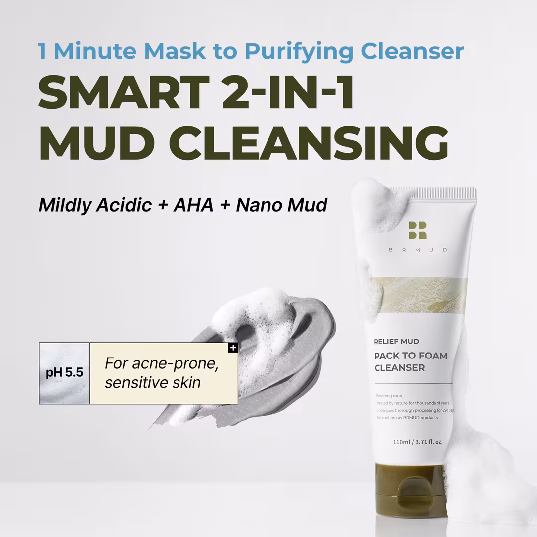 BRMUD  Relief Mud Pack To Foam Cleanser