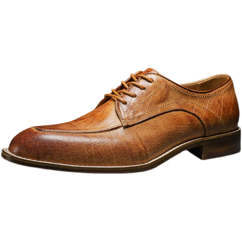 Men's retro first layer cowhide soft sole shoes