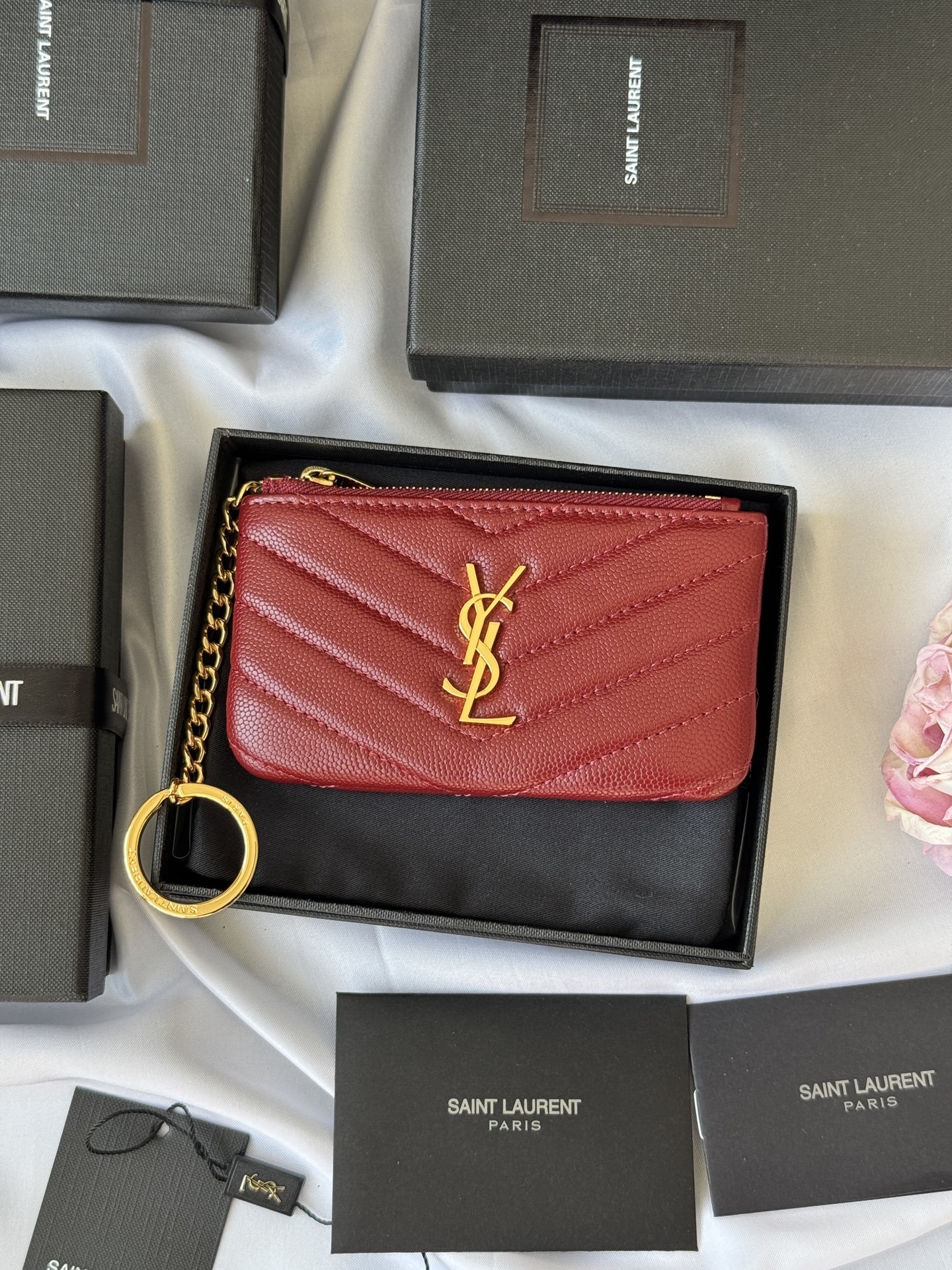 YSL Wallets Mini Calfskin Card Holder Wallet 438386