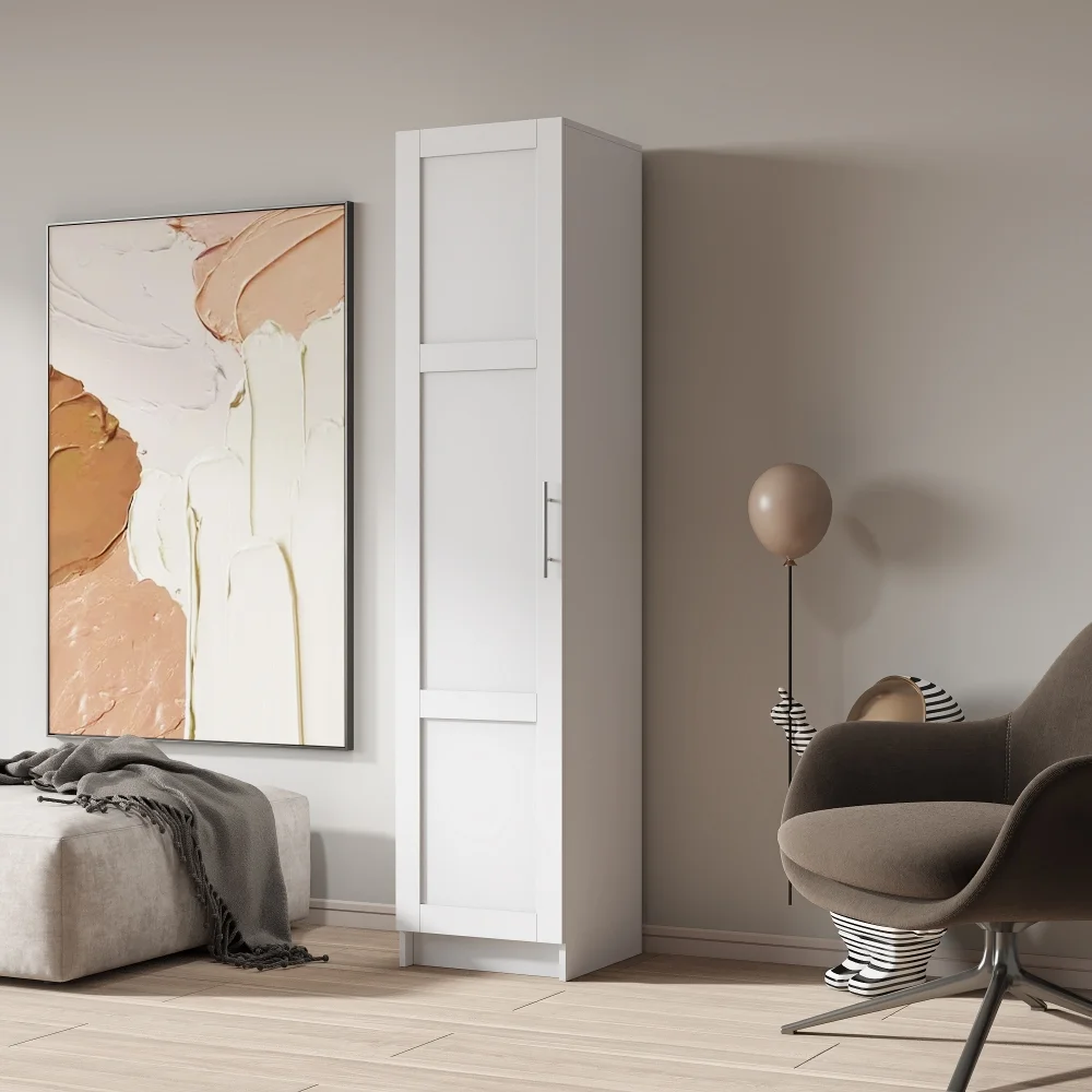 Stackable Wall Cabinet,Solid Wood Storage Cabinet with Adjustable Shelves and Doors,Console Table Side Table for Hallway,Sideboard Buffet Cupboard for Kitchen, 15.75" D x 15.75" W x 70.87" H, White