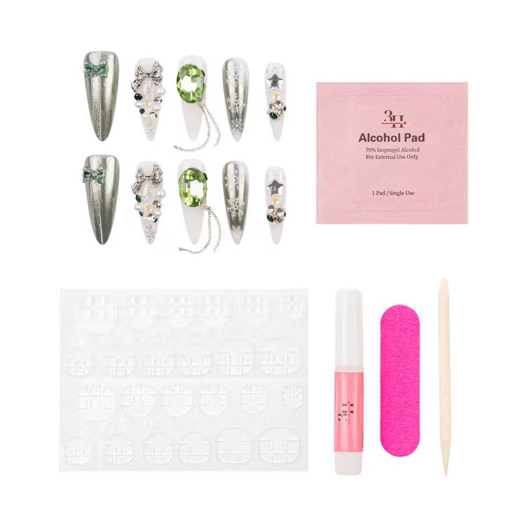 3H Nails  Snowflake Jewel - Long Stiletto Press-On Nails