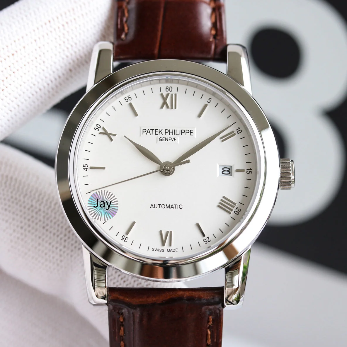 Patek Watch  CALATRAVA 40MM DATE STEEL CASE WHITE DIAL Watch