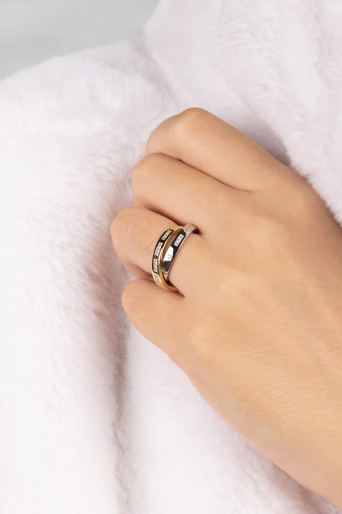 Anello intrecciato Amour Love in Codice Morse