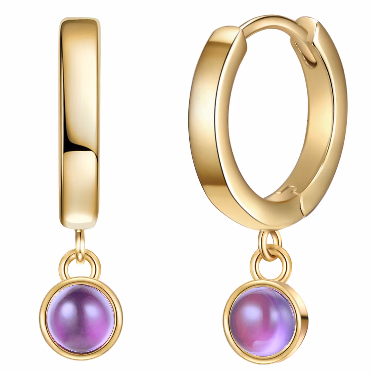 Creolen Sterling Silber Amethyst in Gelbgold