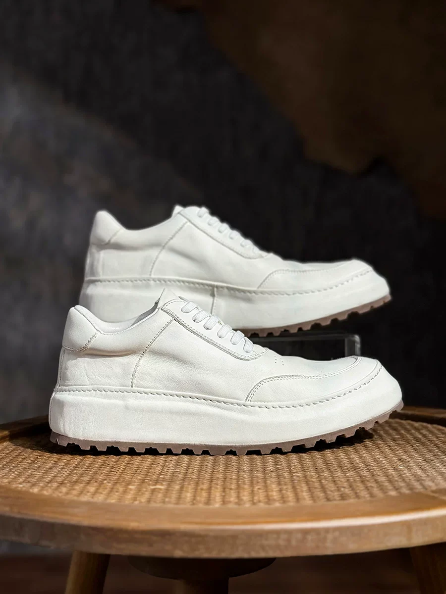 High-end handmade washed horse leather casual sports board shoes