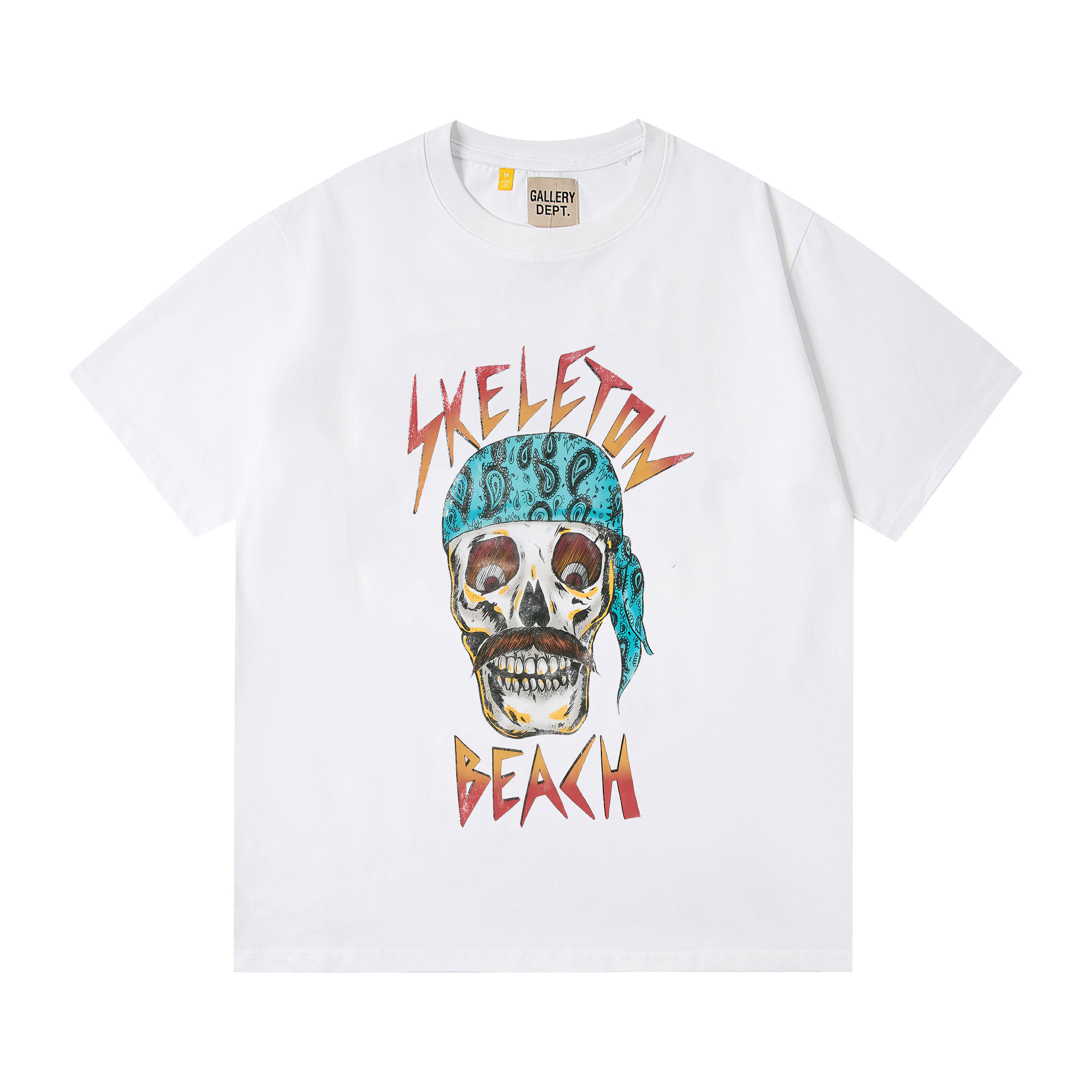 Skeleton blue turban cool street printed short-sleeved shirt