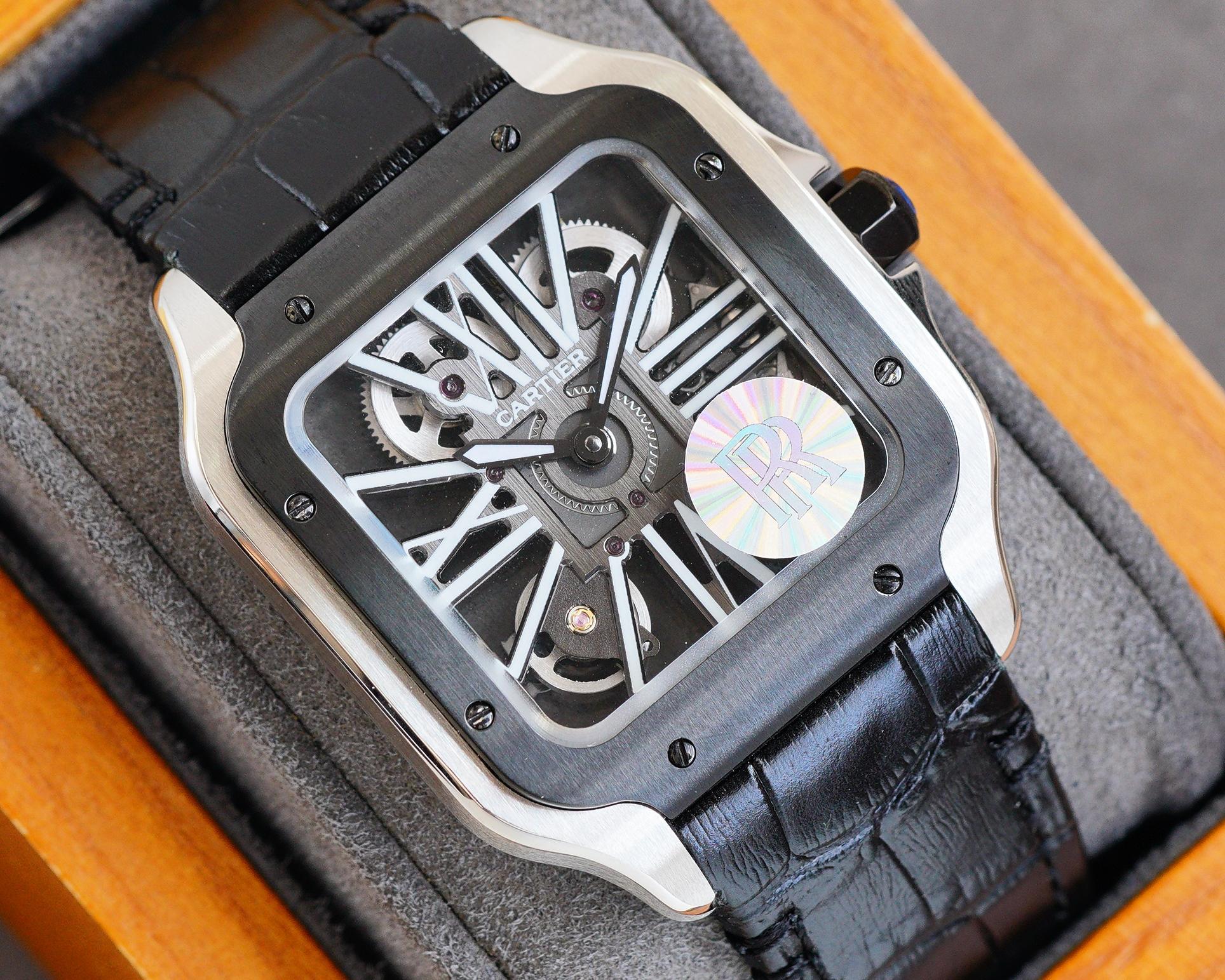 Cartier Watch SANTOS BLACK BEZEL SKELETON