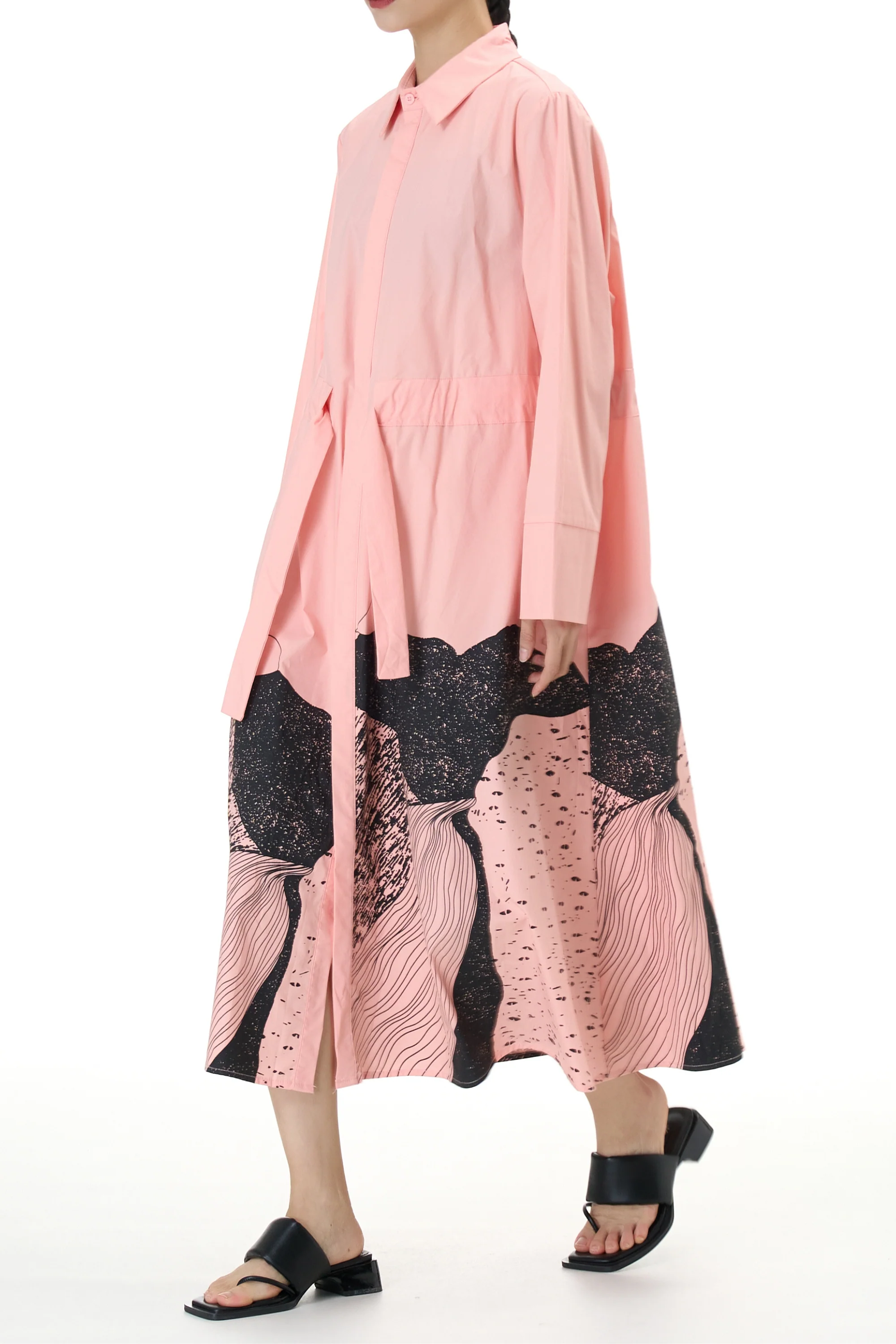 Peach Fuzz Belted Shirt Dress