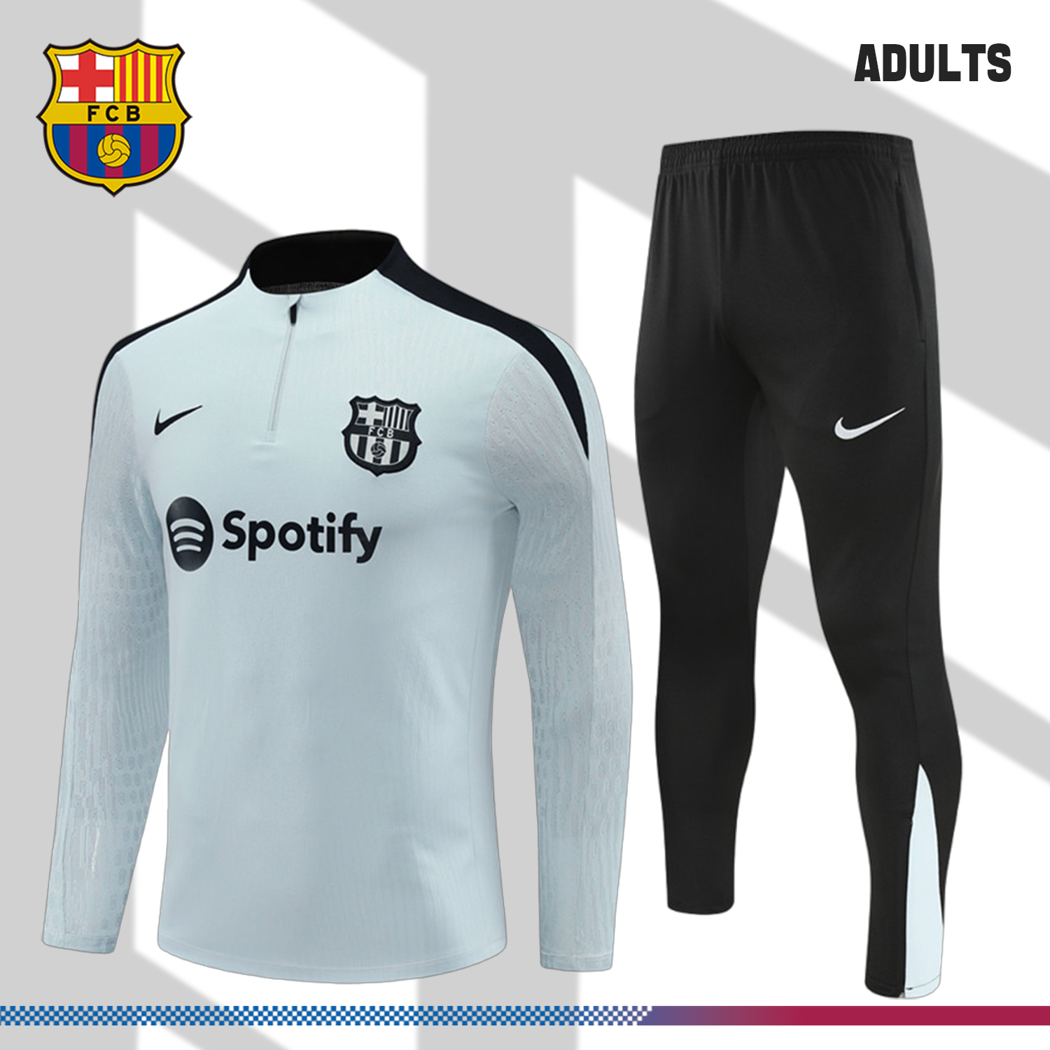 2024/2025 Barcelona Grey Half Zip Tracksuit (Adult Kit)