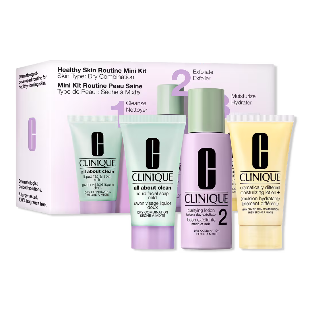 Clinique  Healthy Skin Routine: Mini 3-Step Skincare Set For Dry Combination Skin