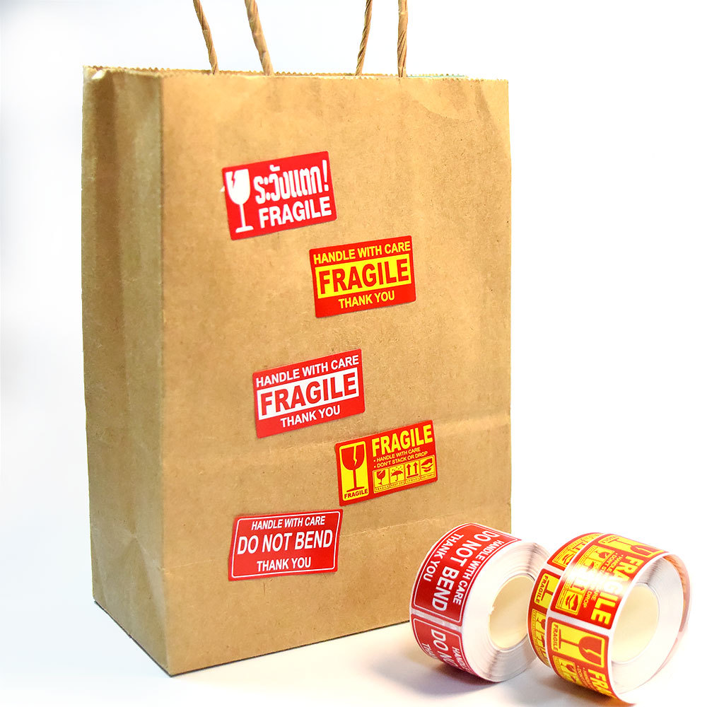 250 fragile item warning labels in English, self-adhesive stickers, tamper-proof fragile item reminder labels
