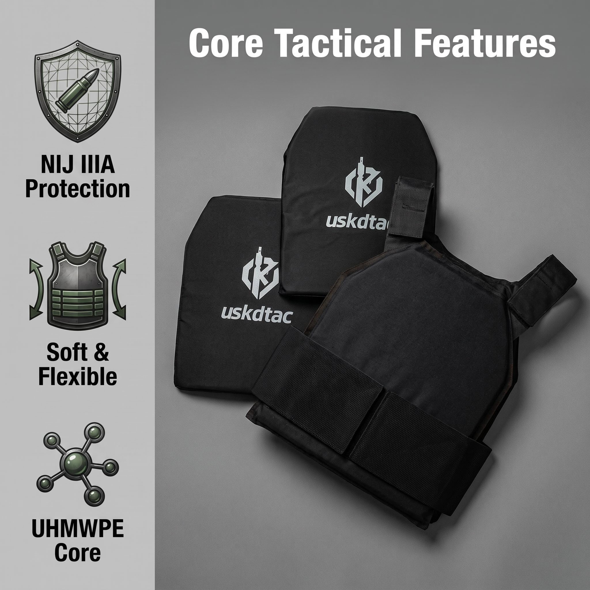 USKDTAC 2PCS 10'x12' NIJ IIIA Soft Ballistic Panel