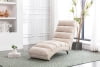 Power Massage Chaise Lounge Chair with 140° Backrest and Side Pocket, Long Lounger Armless Upholstered Chaise with Metal Legs for Office Living Room, Light Grey