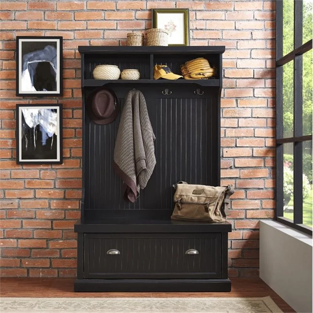 Kingfisher Lane Hall Tree in Distressed Black