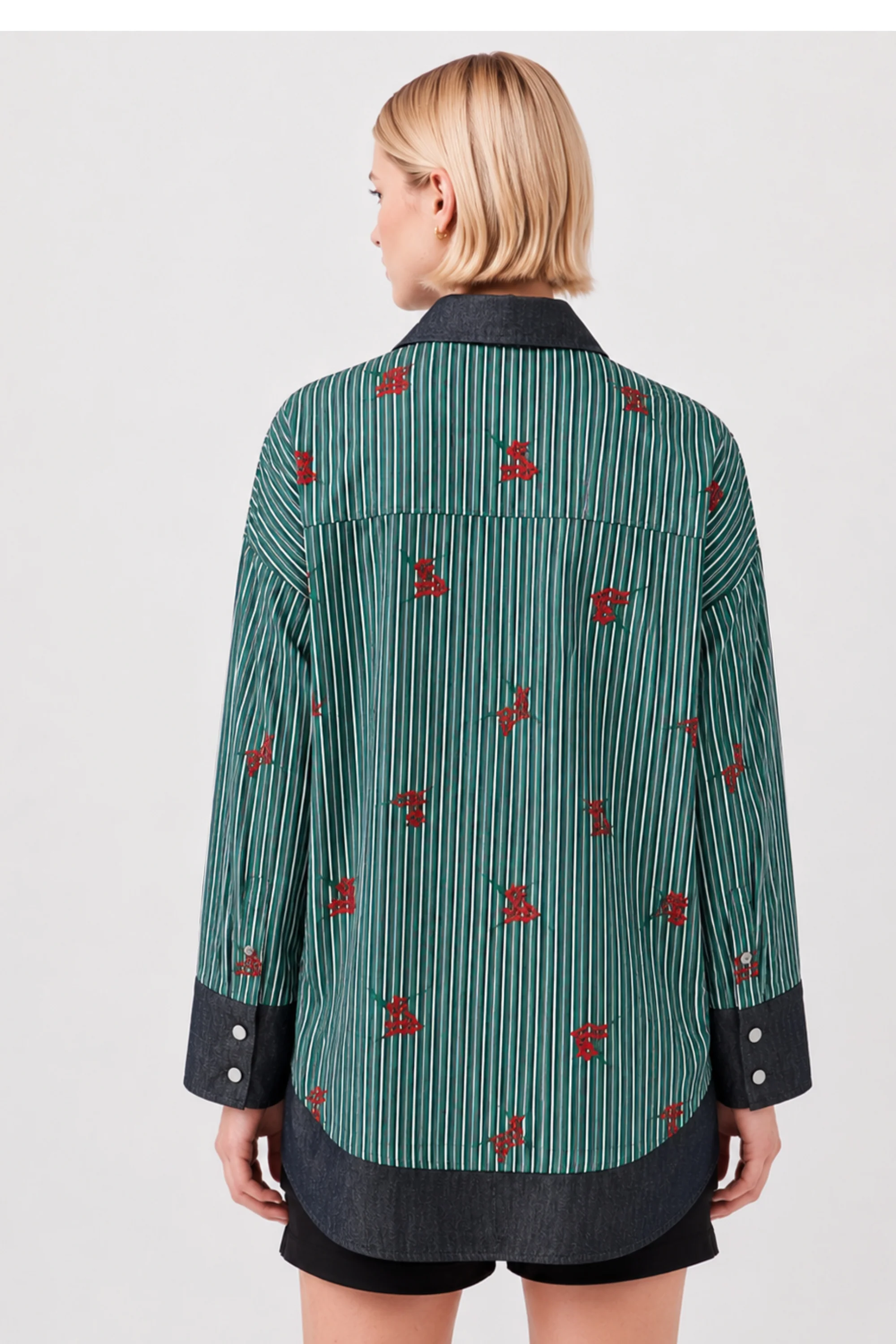 Cotton Denim Embroidered  Shirt