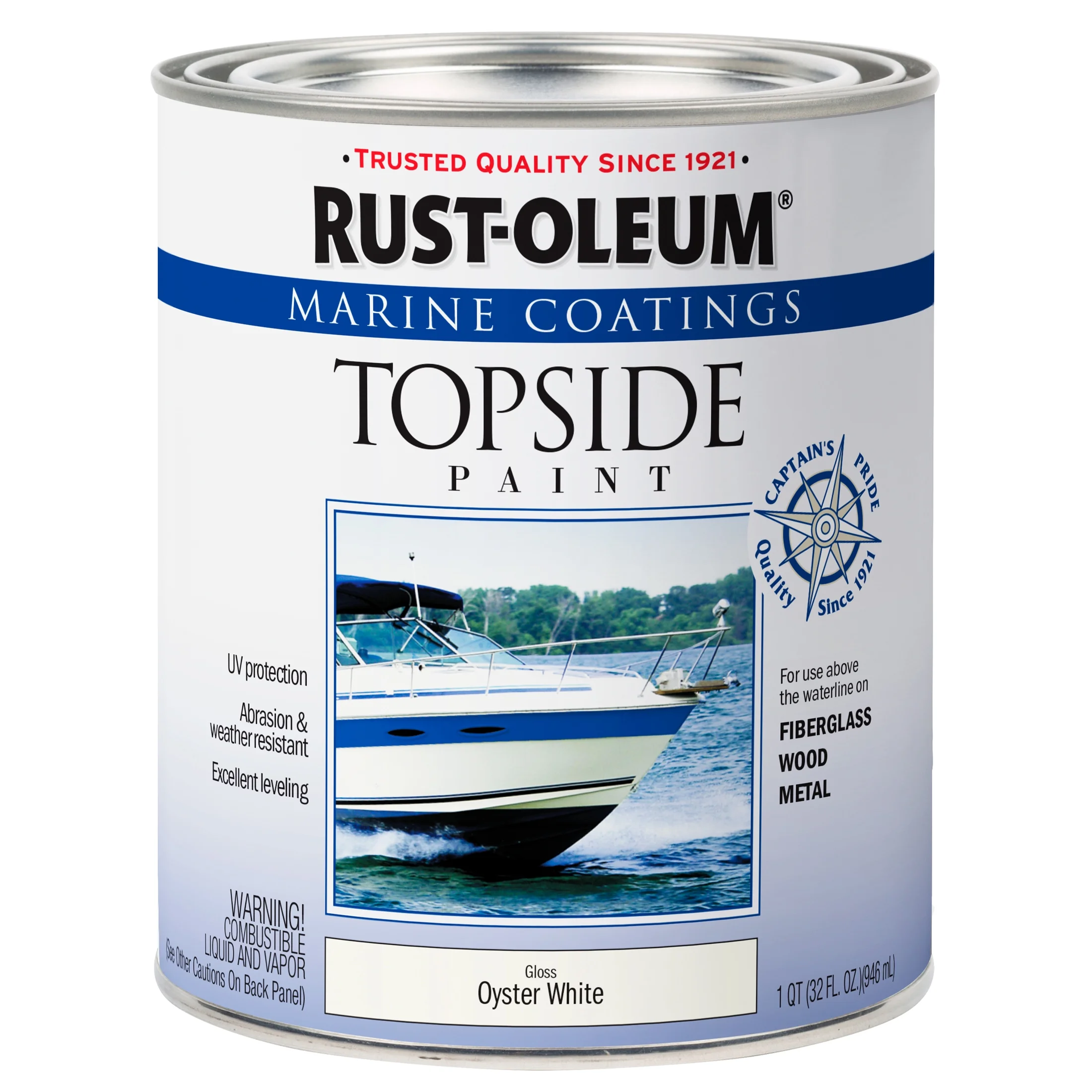 4 Pack, Oyster White, Rust-Oleum Marine Gloss Topside Paint- 207001, Quart