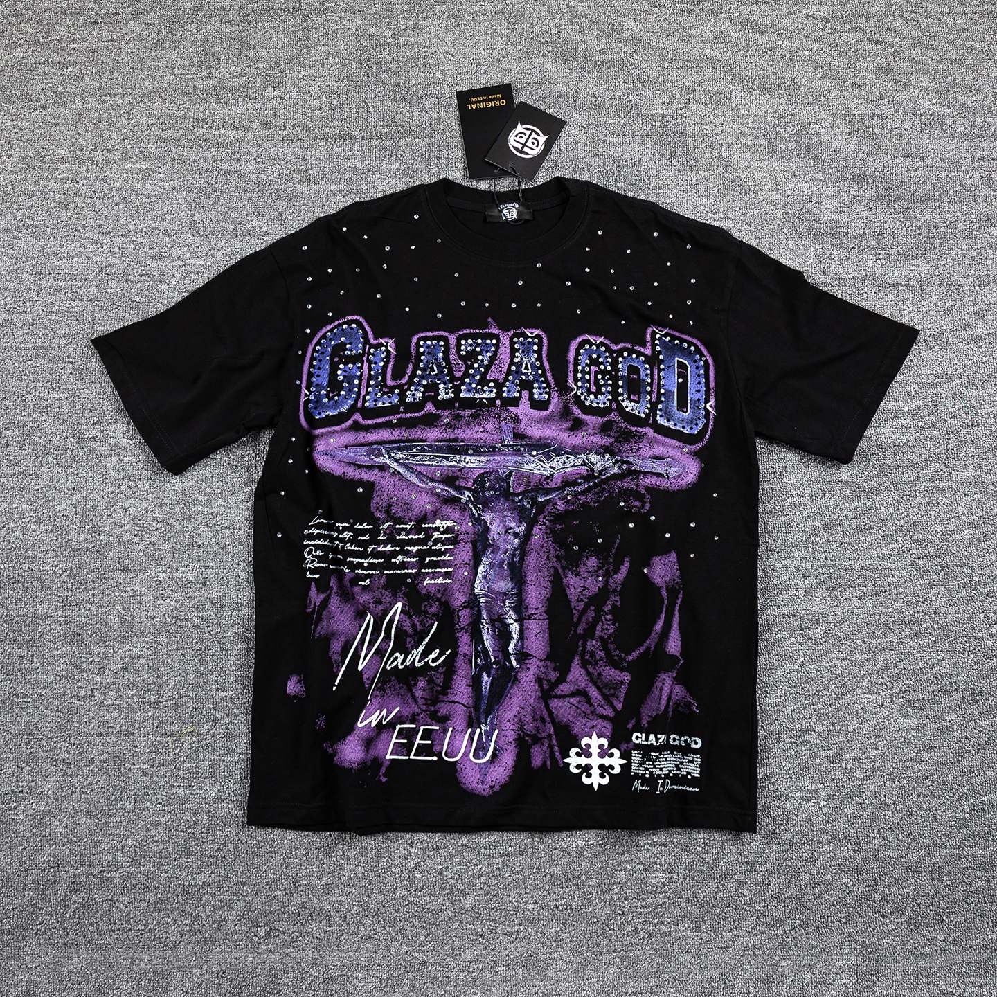 15/5000 Glaza God Beaded Short-Sleeved T-shirt