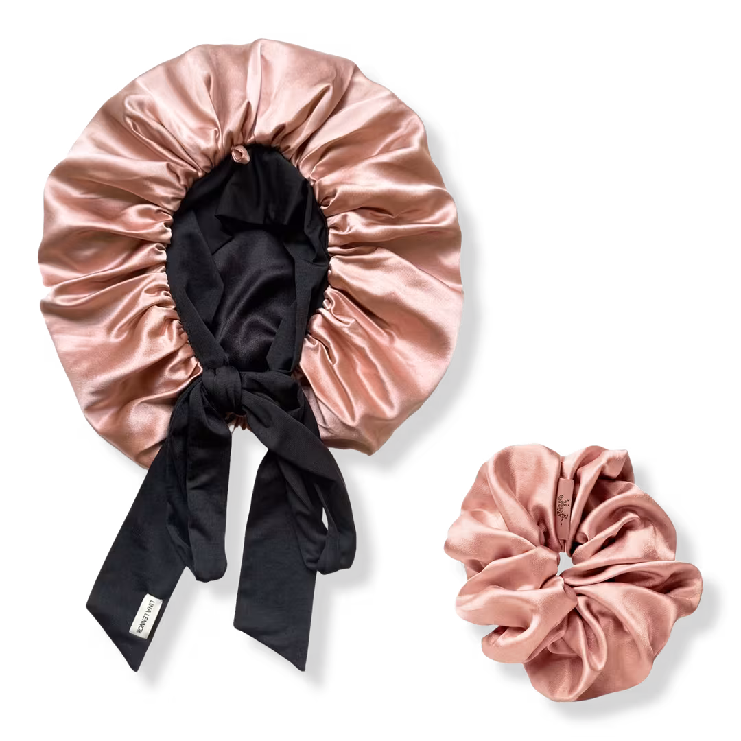 LINA LENNOX  Organic Silk Soft Romance Bonnet & Scrunchie Set
