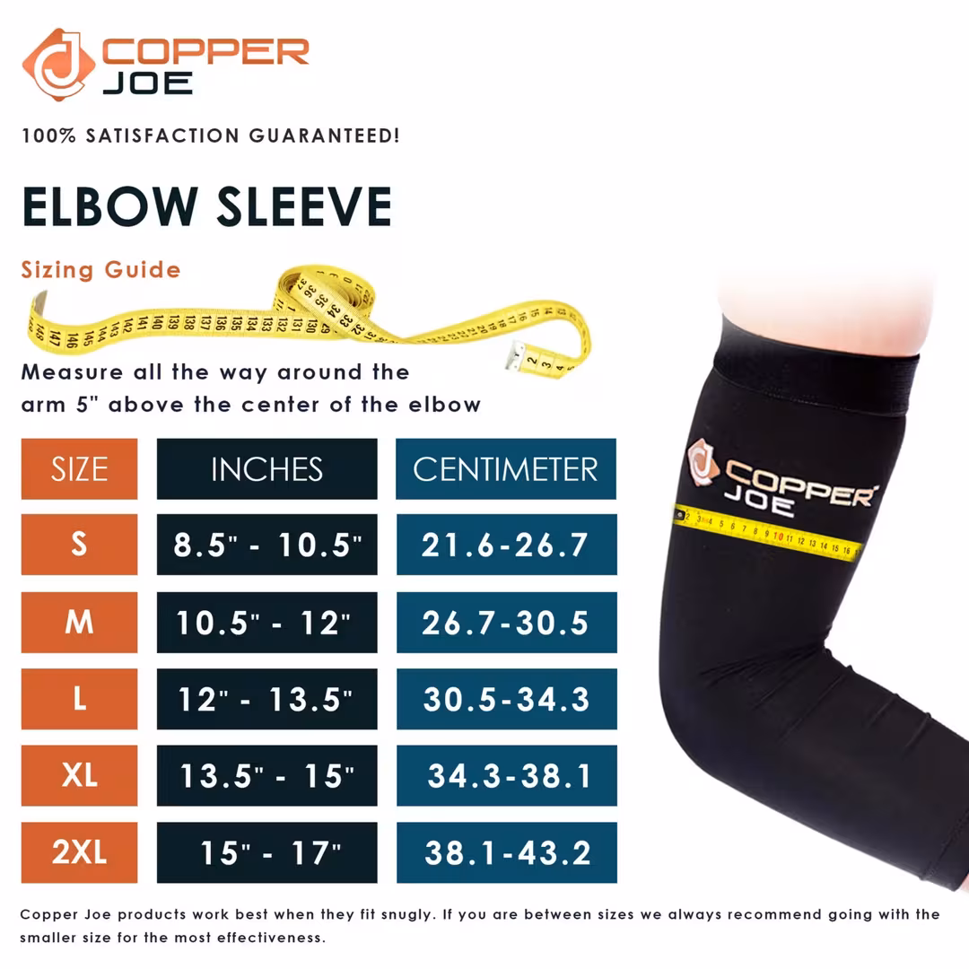 Copper Joe  Copper-Infused Elbow Compression Sleeves