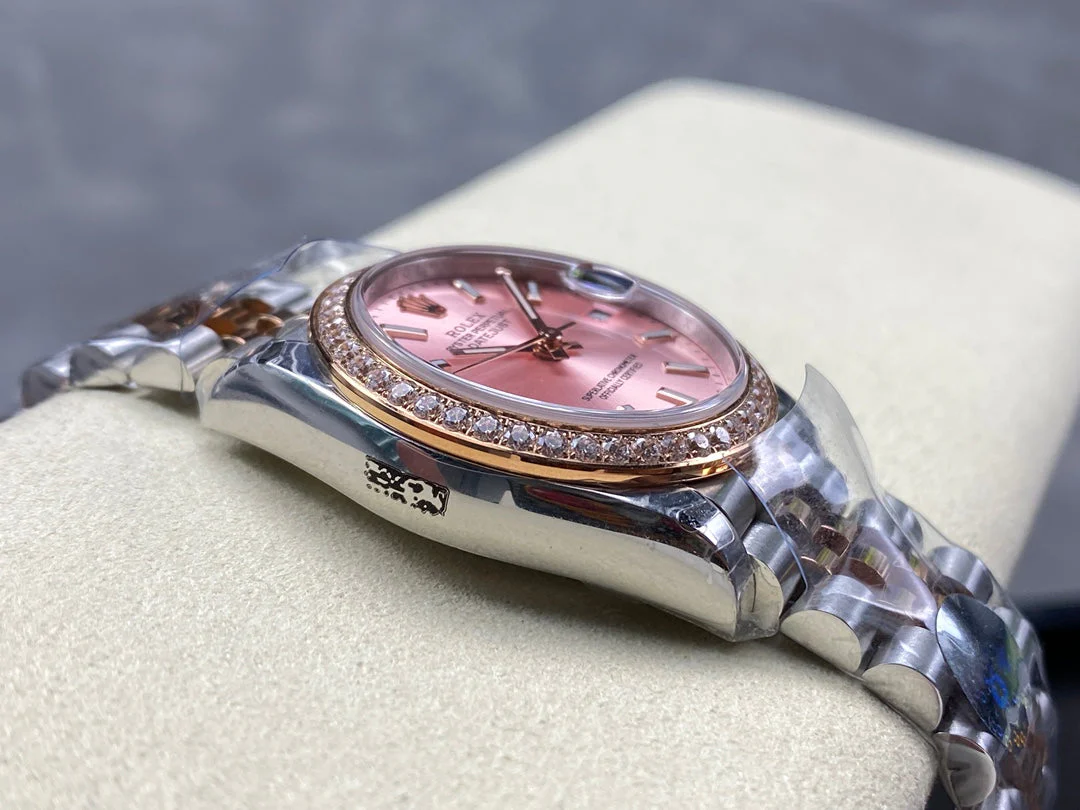 Rolex Watch Datejust 31mm Pink Gold Steel Diamond Bezel Pink Dial